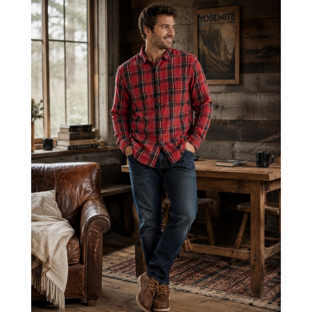 Zara Man Shirt Mens XL Red Plaid Flannel Grunge Lumberjack Gorpcore